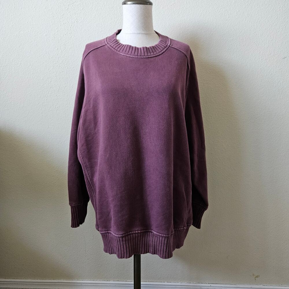 Aerie Down-To-Earth Crew Sweatshirt Small Oversized Royal Berry